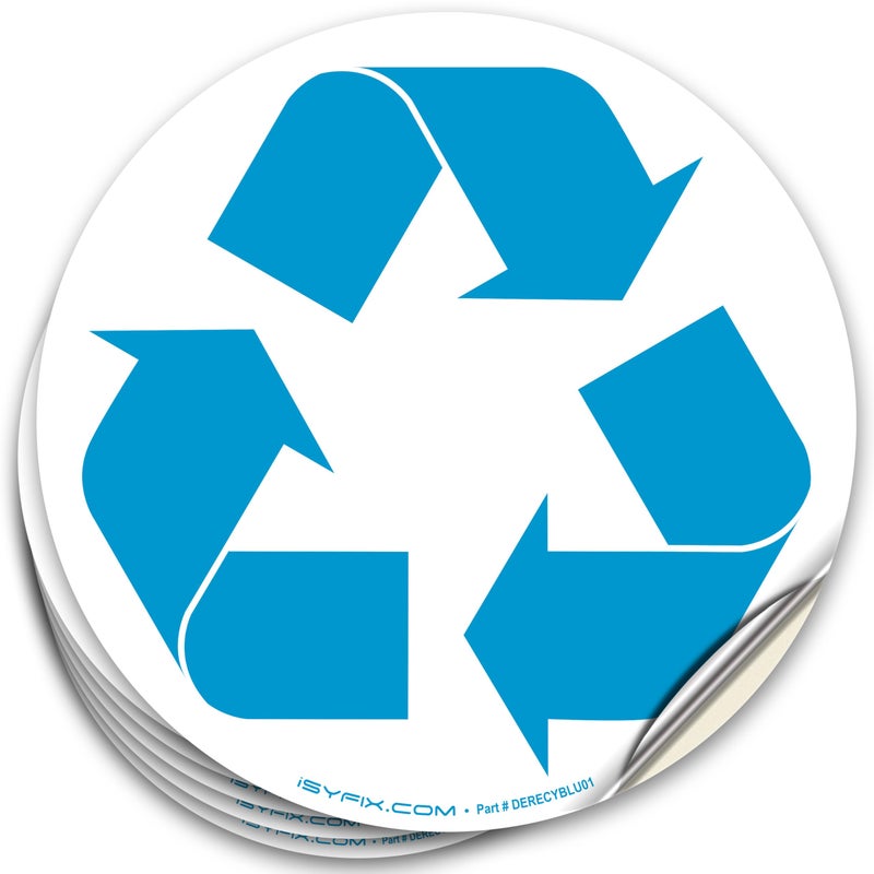 iSYFIX Recycle Sticker for Trash Can â€“6 Pack 5 inch- Premium Self-Adhesive Vinyl, Laminated for Weatherproof, UV Resistant, Perfect Label Stickers for containers, Ideal Sign for Home, Office, Kitchen - Image 1